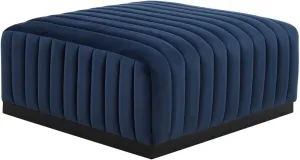 Modway Conjure Modern Channel Tufted Performance Velvet Ottoman in Midnight Blue