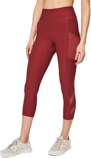 Mondetta Womens Midweight High Waisted Mesh Capri Legging