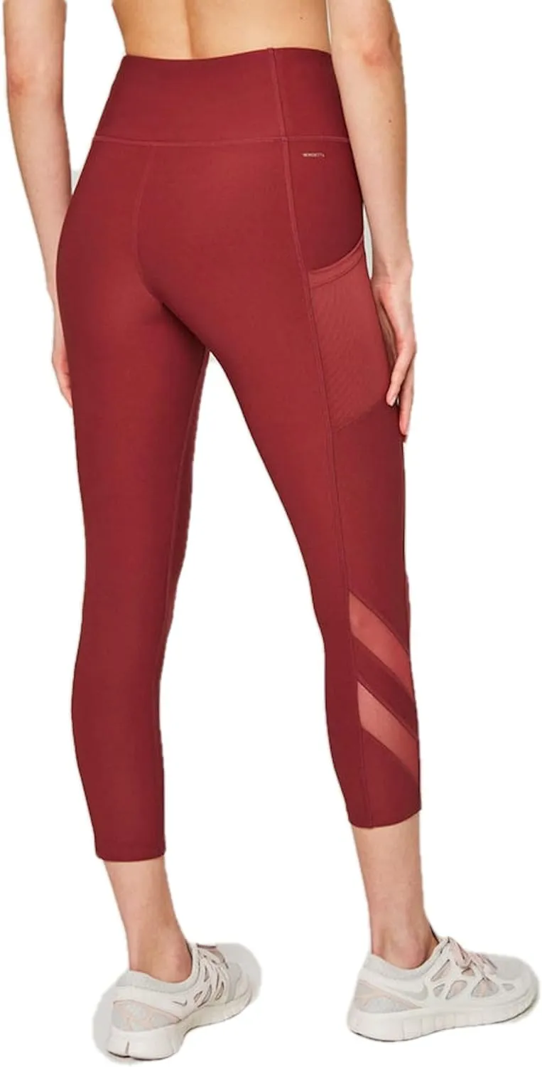 Mondetta Womens Midweight High Waisted Mesh Capri Legging