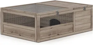 MoNiBloom Wooden Tortoise Habitat Tortoise House Indoor/Outdoor Tortoise Enclosure, Home Small Animal Breeding Box Small Amphibians Enclosure Cage Reptile Cage for Gecko Lizard Snake 37 x 25.5 x 12 in