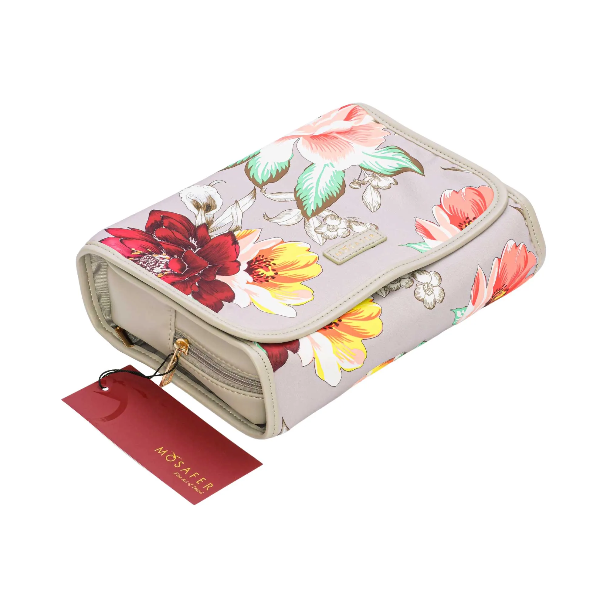 Mosafer Women's Seasonal Collection Grey Floral Hanging Toiletry 25X20X6cm