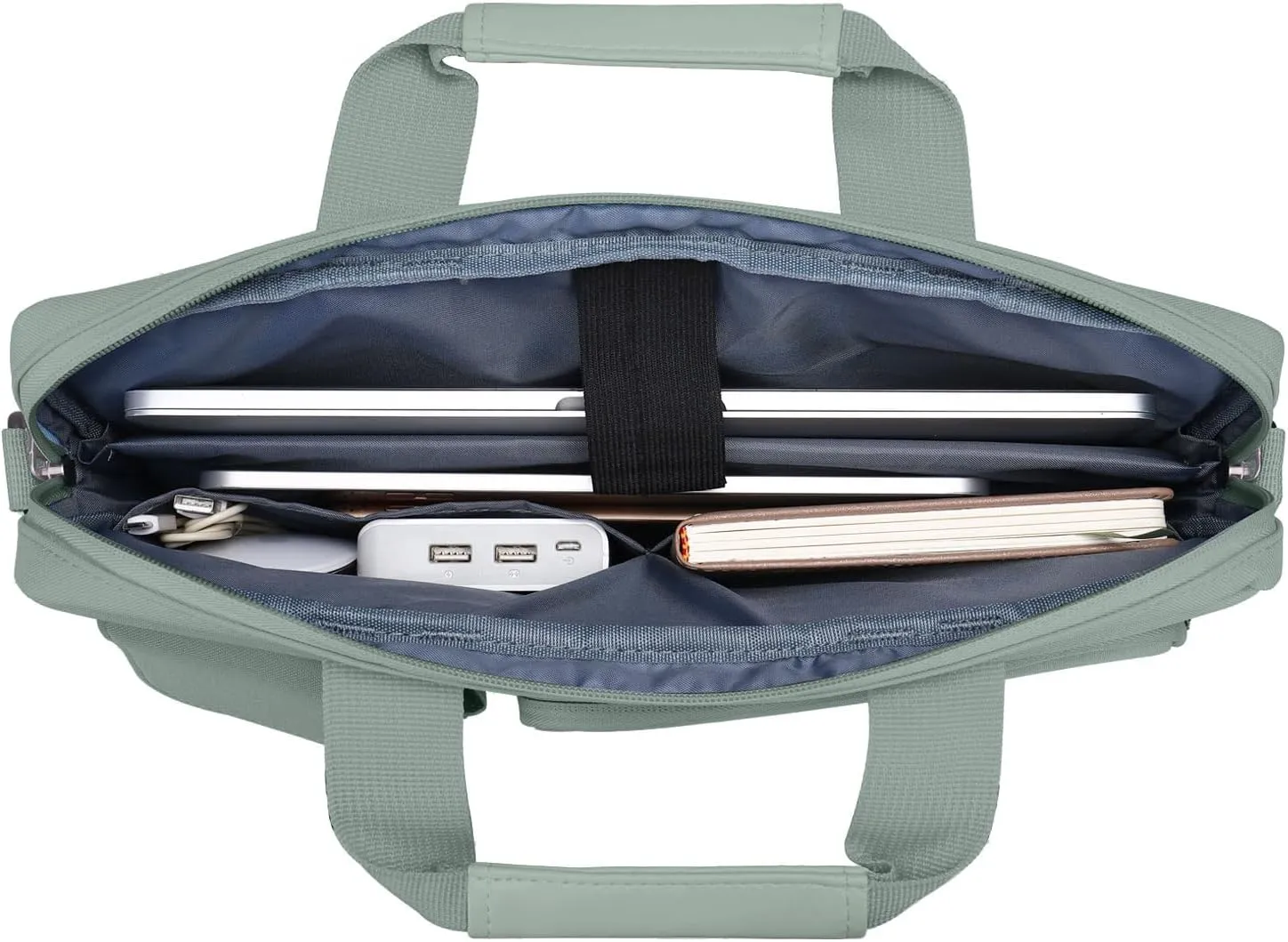 MOSISO Laptop Shoulder Bag Compatible with MacBook Air 15 M4 M3 M2/Pro 16 inch M4 M3 M2 M1,15-15.6 inch Notebook with 2 Raised&1 Flapover&1 Horizontal Pocket&Handle&Belt, Antique Green