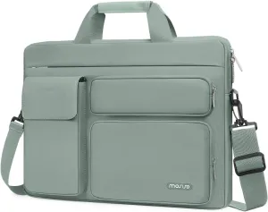 MOSISO Laptop Shoulder Bag Compatible with MacBook Air 15 M4 M3 M2/Pro 16 inch M4 M3 M2 M1,15-15.6 inch Notebook with 2 Raised&1 Flapover&1 Horizontal Pocket&Handle&Belt, Antique Green
