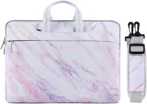 MOSISO Laptop Shoulder Bag Compatible with MacBook Pro 16 inch 2023-2019 M3 A2991 M2 A2780 M1 A2485 A2141/Pro 15 A1398, 15-15.6 inch Notebook, Canvas Cross Grain Marble Carrying Briefcase Sleeve