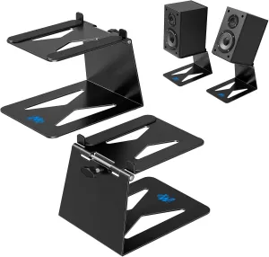 Mounting Dream Desktop Speaker Stand, Tilted Studio Monitor up to 15°with Anti-Vibration Pads, Set of 2 Bookshelf Speaker Stand, Surround Sound Speaker Stand -33 LBS