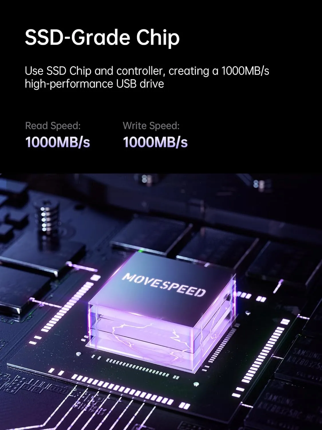 MOVE SPEED 256GB Thumb Drive, 1000MB/s Read Write Speed, USB 3.2 Gen2 Type C Dual Interface SSD Drive with Leather Case Memory Stick for iPhone 15, 16 Series/MacBook/Android/Audio etc(1 Pack)