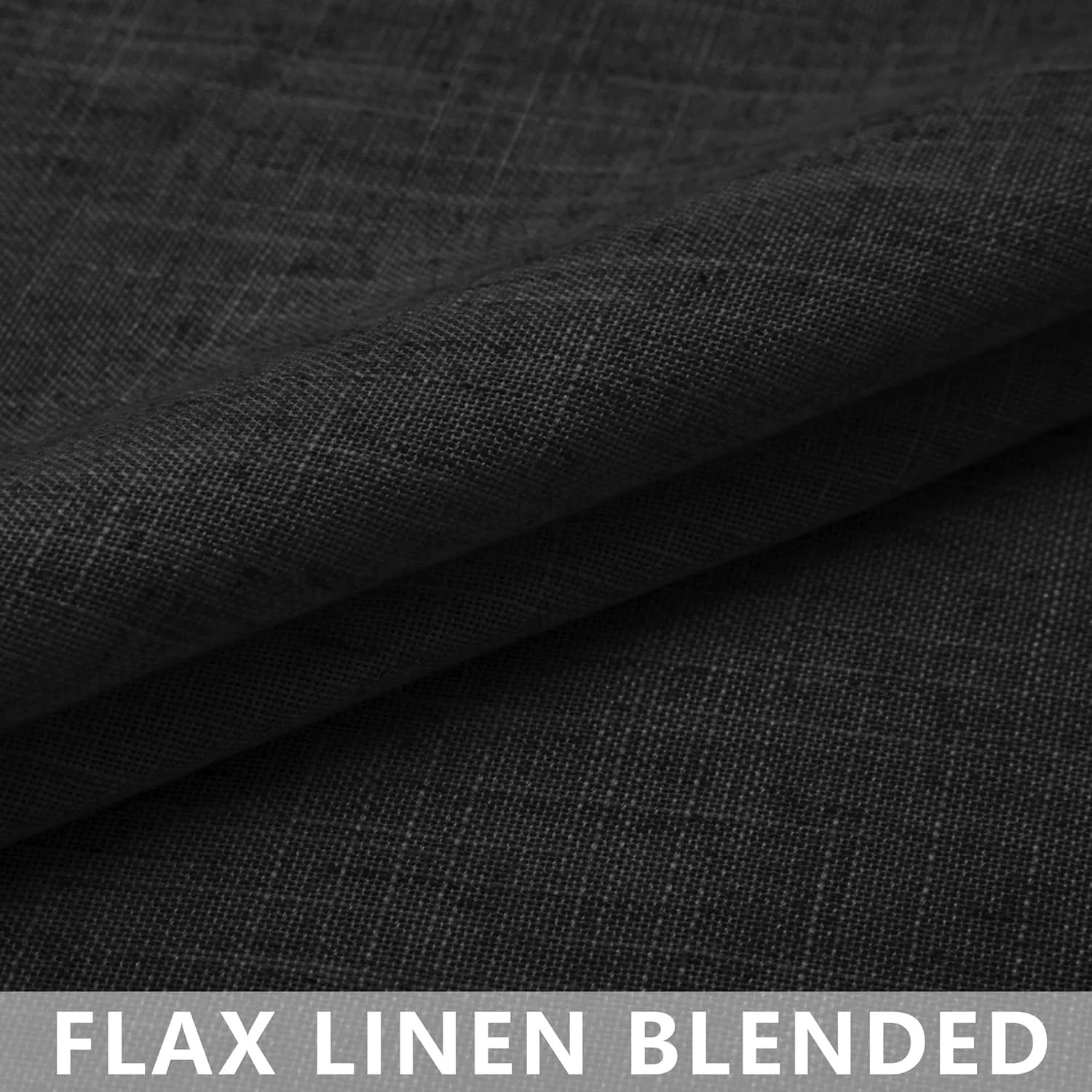Mrs.Naturall Black 36x63 Inches Long Rod Pocket Sheer Linen Blended Curtains