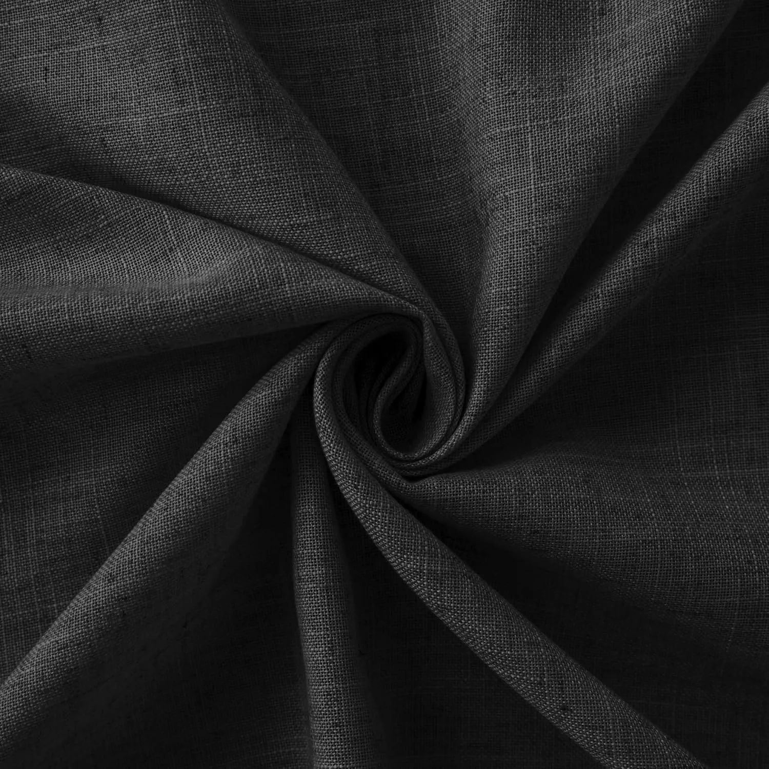Mrs.Naturall Black 36x63 Inches Long Rod Pocket Sheer Linen Blended Curtains