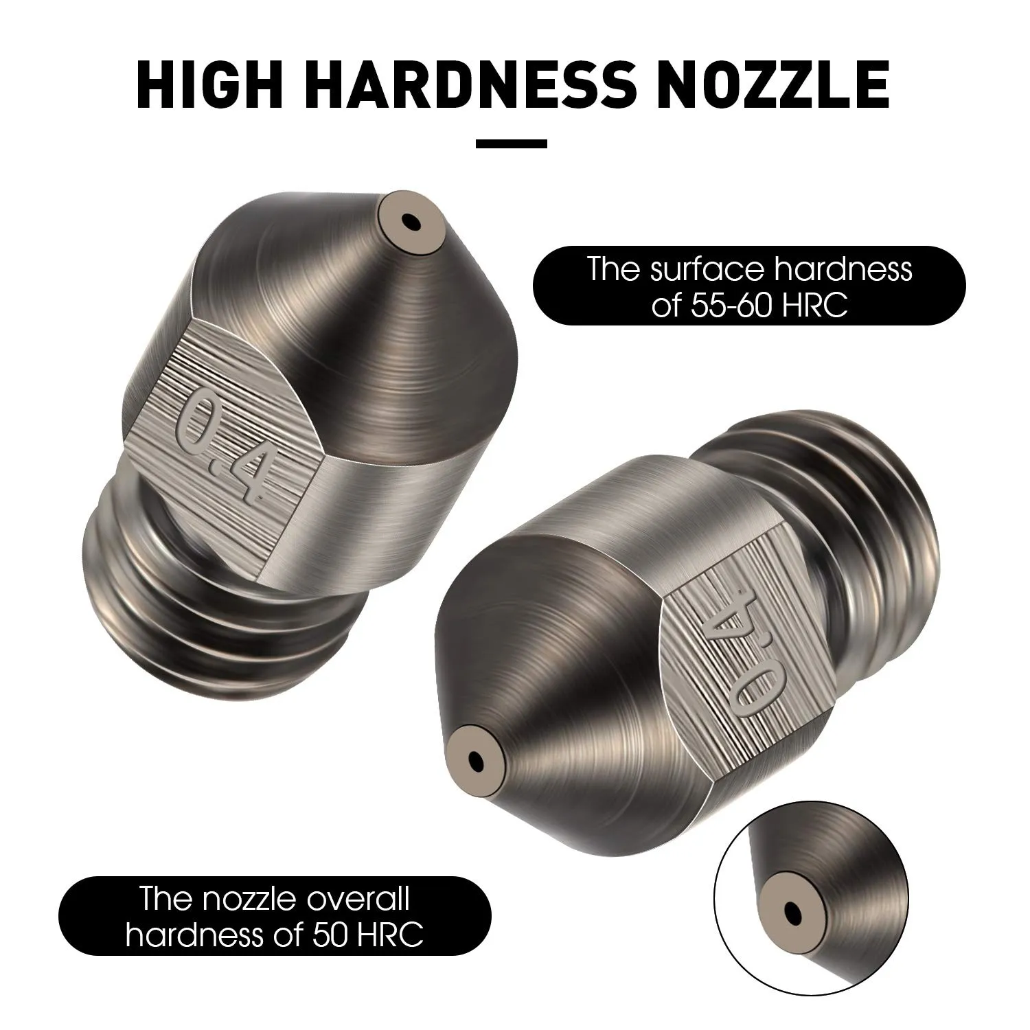 Mudder 10 Pieces Hardened Steel Nozzle 0.4 Mm/ 1.75 mm 3D Printer Mk8 Nozzles High Temperature Wear Resistant Compatible with Ender 3/ Ender3 Pro, Prusa I3, Makerbot Creality Cr-10 All Metal Hotend