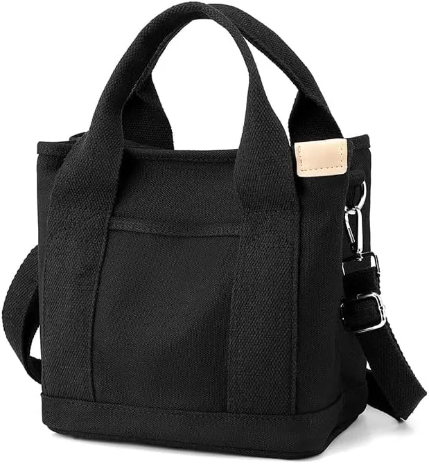 Multi-Compartment Canvas Tote Bag, Large Capacity for Umbrella/Phone/Wallet/Perfume, Minimalist & Portable