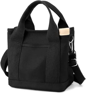 Multi-Compartment Canvas Tote Bag, Large Capacity for Umbrella/Phone/Wallet/Perfume, Minimalist & Portable