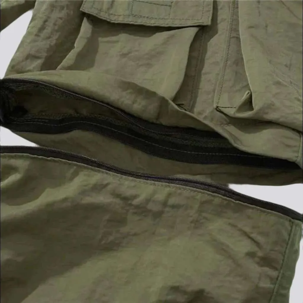 Multi-pocket detachable denim pants