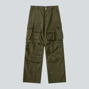 Multi-pocket detachable denim pants