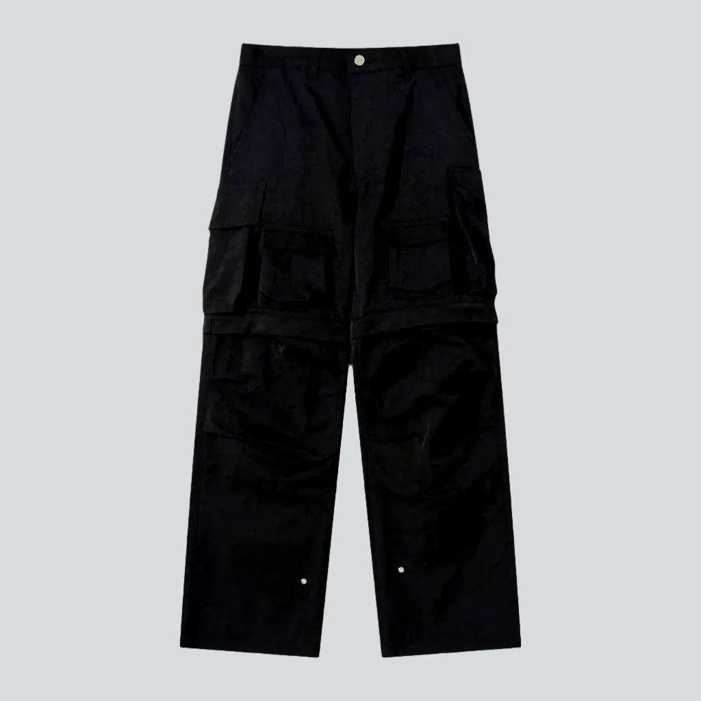 Multi-pocket detachable denim pants