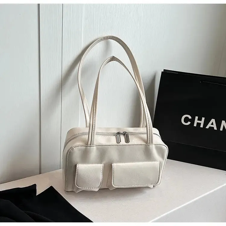 Multi-pocket Pillow Glossy Shoulder Bags