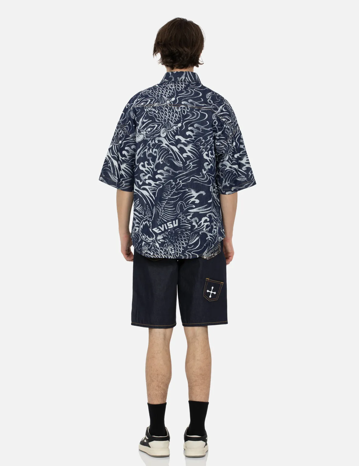 Multi-Pocket Relax Fit Denim Shorts