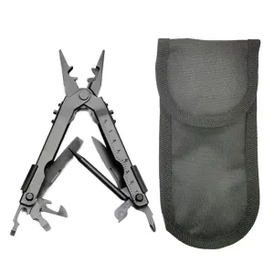 Multifunction Folding Pliers Stainless Steel Bottle Opener Screwdrivers Outdoor Crimper Wire Cutter Pocket Knife Multi-Tool(Black)