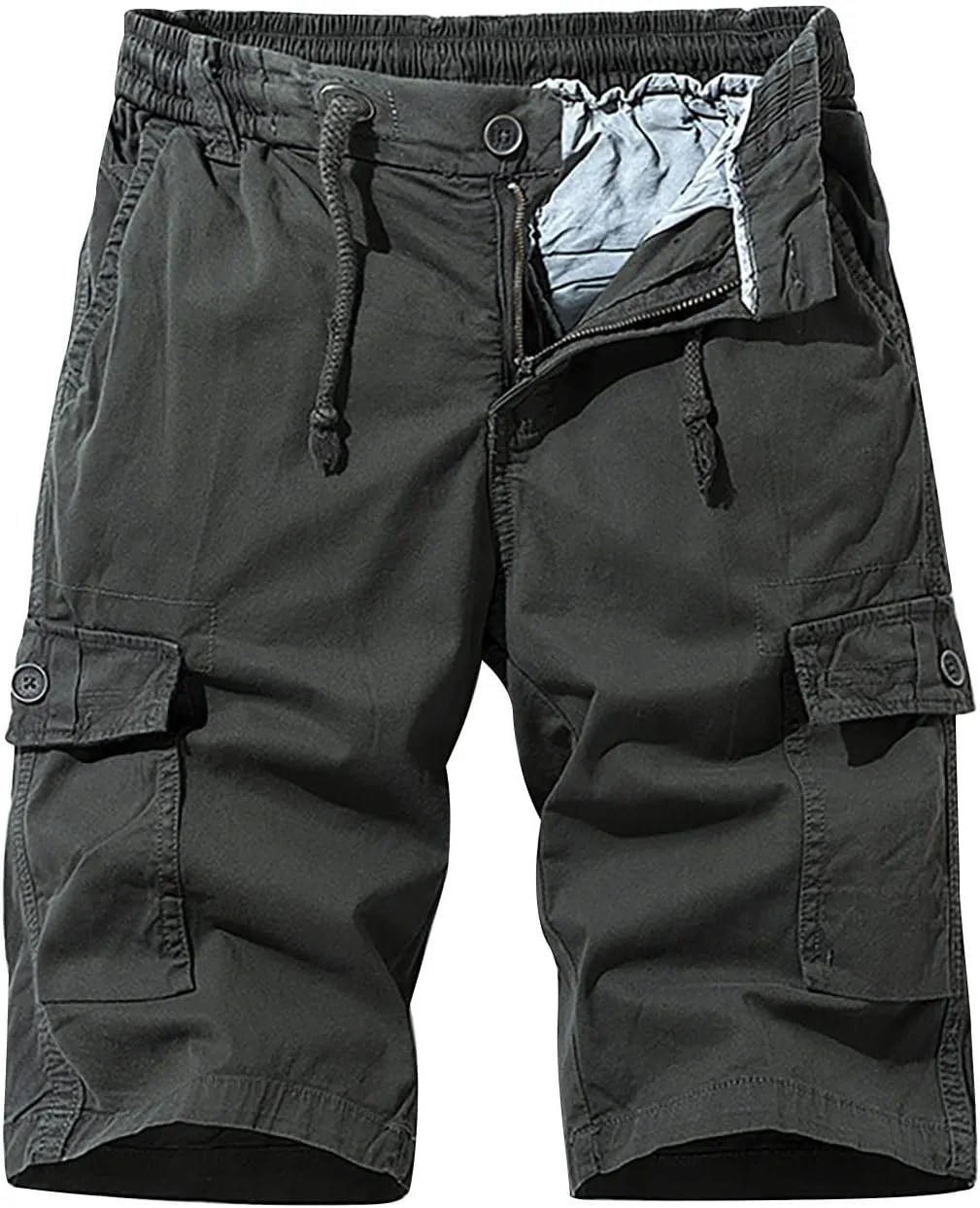 Muscularfit Big and Tall Shorts for Men Cotton Cargo Shorts Multi Pocket Elastic Waist Drawstring Tooling Shorts Hiking Short