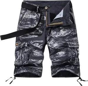 Muscularfit Graphic Shorts for Men Causal Multi Pocket Cargo Shorts Regular Fit Print Tooling Shorts Outdoor Athletic Shorts