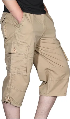 Muscularfit Men Cargo Pants Regular Fit Solid Cotton Multi Pockets Tooling Shorts Casual Loose Outdoor Sports Sweatpants 2023