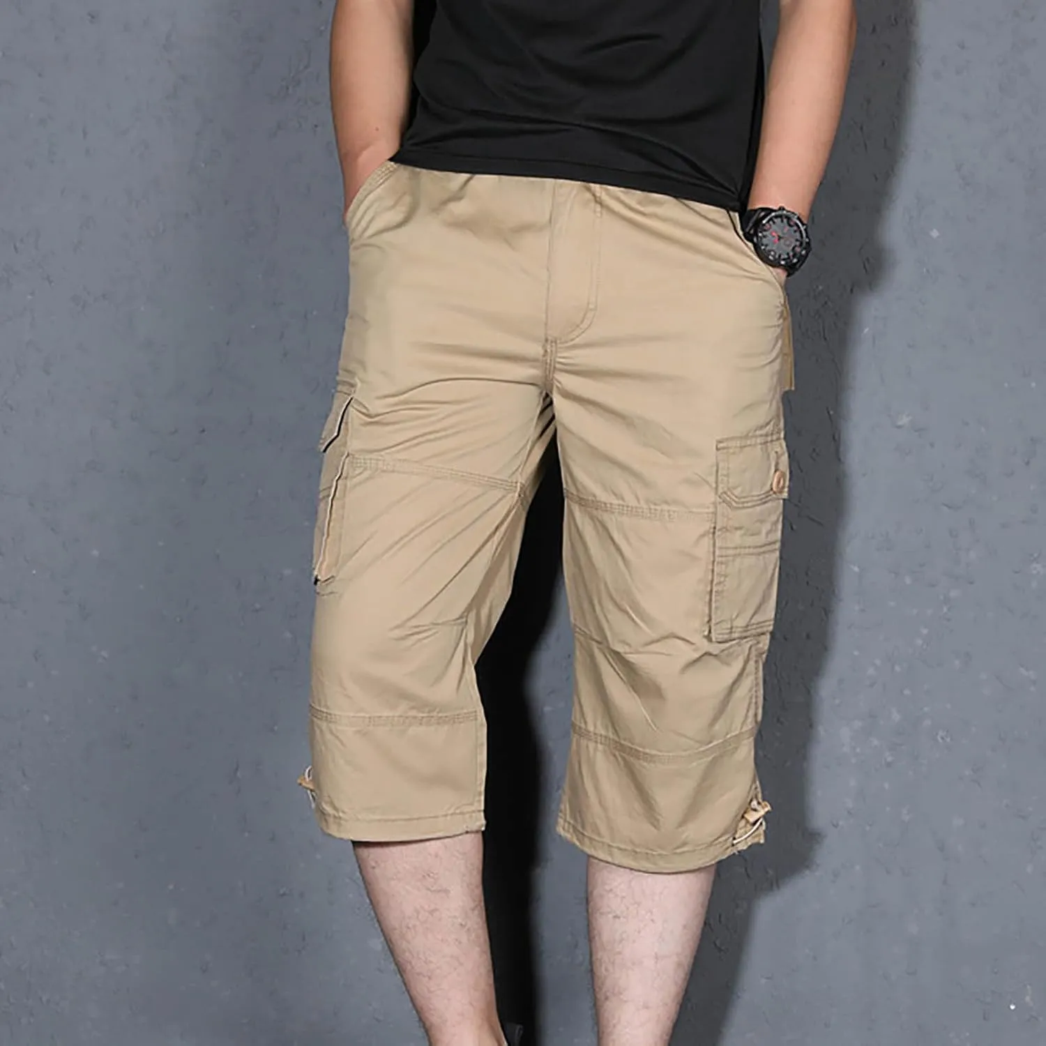 Muscularfit Men Cargo Pants Regular Fit Solid Cotton Multi Pockets Tooling Shorts Casual Loose Outdoor Sports Sweatpants 2023