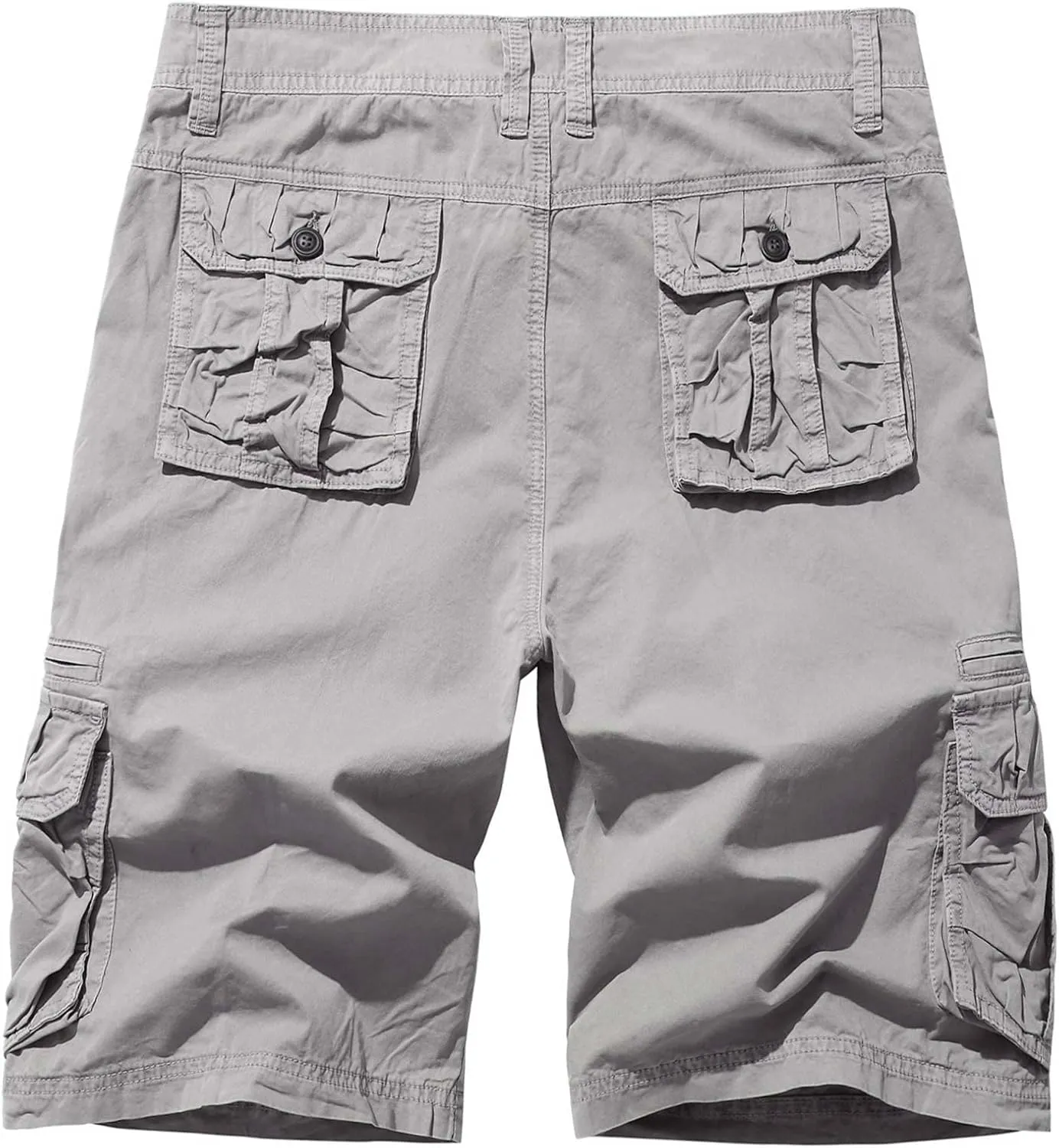 Muscularfit Mens Gym Shorts with Pockets Casual Cotton Buckle Zipper Solid Tooling Shorts Big and Tall Work Utility Shorts