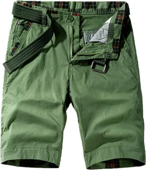 Muscularfit Mens Shorts 7 Inch Slim Fit Solid Buckle Zipper Cargo Shorts with Pocket Outdoor Fashion Work Utility Shorts 2023