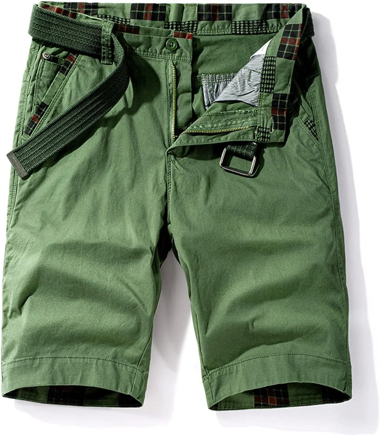 Muscularfit Mens Shorts 7 Inch Slim Fit Solid Buckle Zipper Cargo Shorts with Pocket Outdoor Fashion Work Utility Shorts 2023