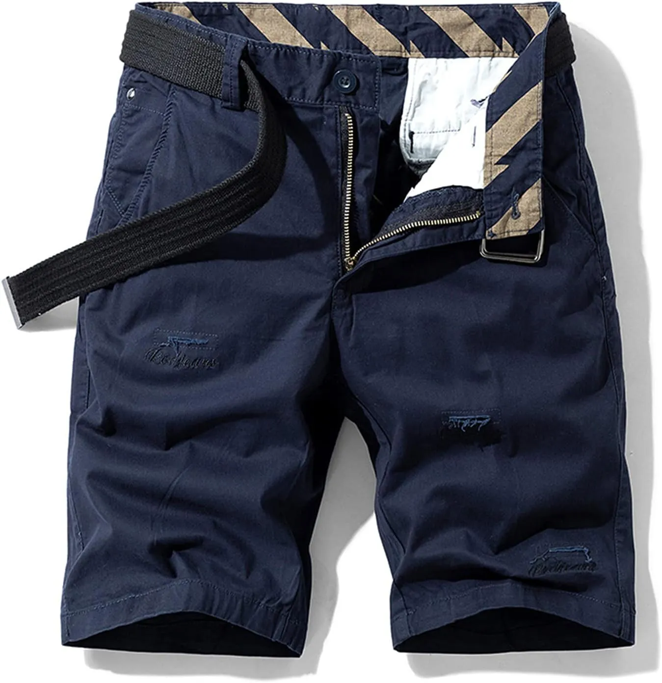 Muscularfit Summer Shorts for Men 2023 Waistband Multi Pockets Cargo Shorts 6" Inseam Casual Solid Cotton Tooling Shorts Work