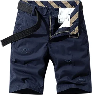 Muscularfit Summer Shorts for Men 2023 Waistband Multi Pockets Cargo Shorts 6" Inseam Casual Solid Cotton Tooling Shorts Work