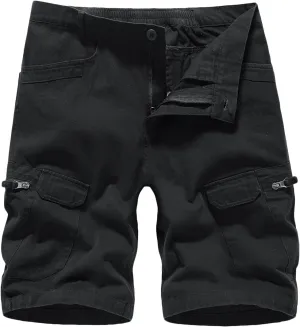 Muscularfit Tooling Shorts Men 2023 Summer Solid Buckle Zipper Multi Pockets Cargo Short 6" Inseam Casual Work Utility Shorts