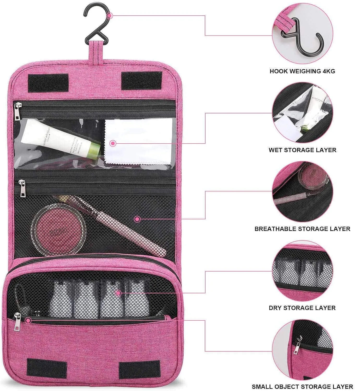 Music Print,Toiletry Bag Hanging Travel Makeup Organizer,Musical Notes and Clef Sheet Pattern,Cosmetic Makeup Bag for Full Sized Toiletries,Black And White, 215-SDS0326MakeupBagA1164