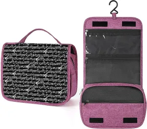 Music Print,Toiletry Bag Hanging Travel Makeup Organizer,Musical Notes and Clef Sheet Pattern,Cosmetic Makeup Bag for Full Sized Toiletries,Black And White, 215-SDS0326MakeupBagA1164