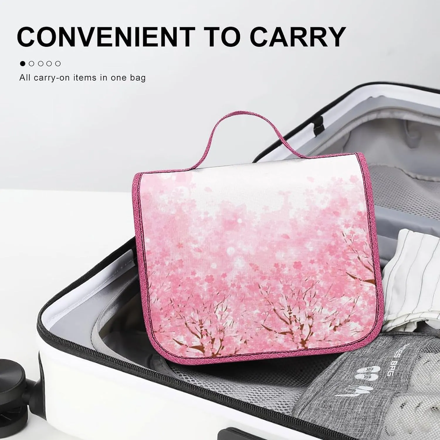Music Print,Toiletry Bag Hanging Travel Makeup Organizer,Musical Notes and Clef Sheet Pattern,Cosmetic Makeup Bag for Full Sized Toiletries,Black And White, 215-SDS0326MakeupBagA1164