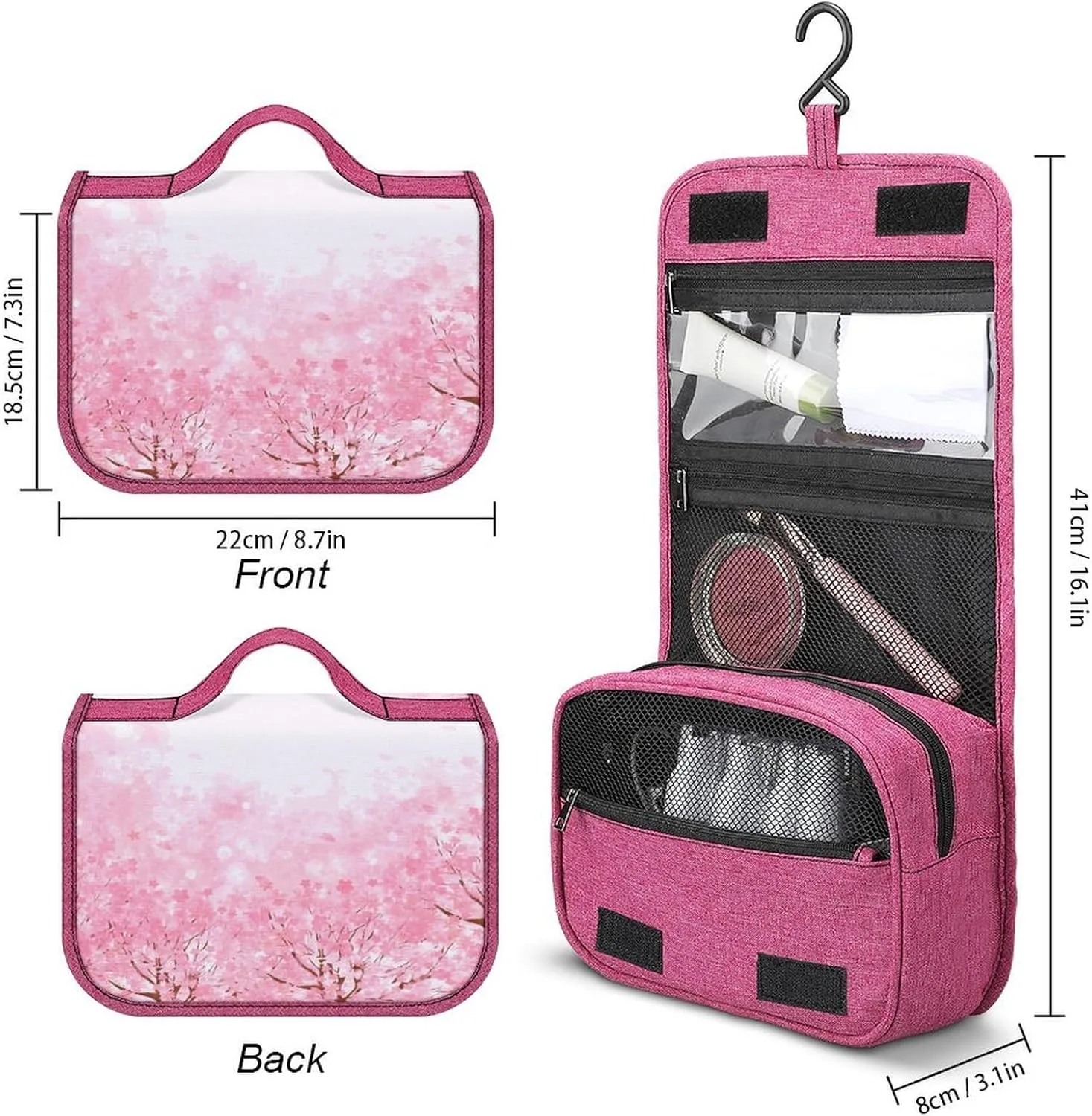Music Print,Toiletry Bag Hanging Travel Makeup Organizer,Musical Notes and Clef Sheet Pattern,Cosmetic Makeup Bag for Full Sized Toiletries,Black And White, 215-SDS0326MakeupBagA1164