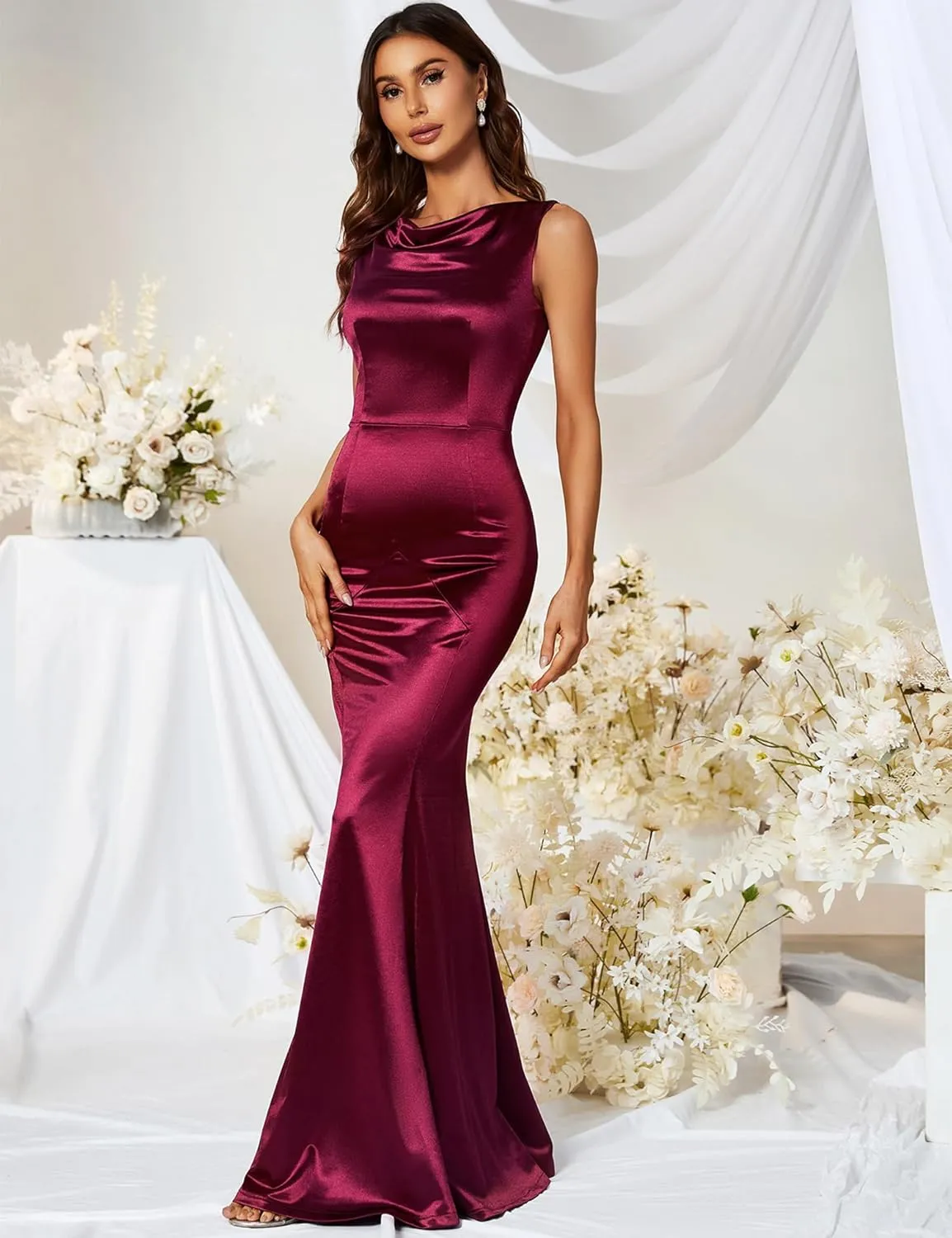 MUXXN Women's 30s Brief Elegant Mermaid Sleeveless Gowns Formal Evening Dress