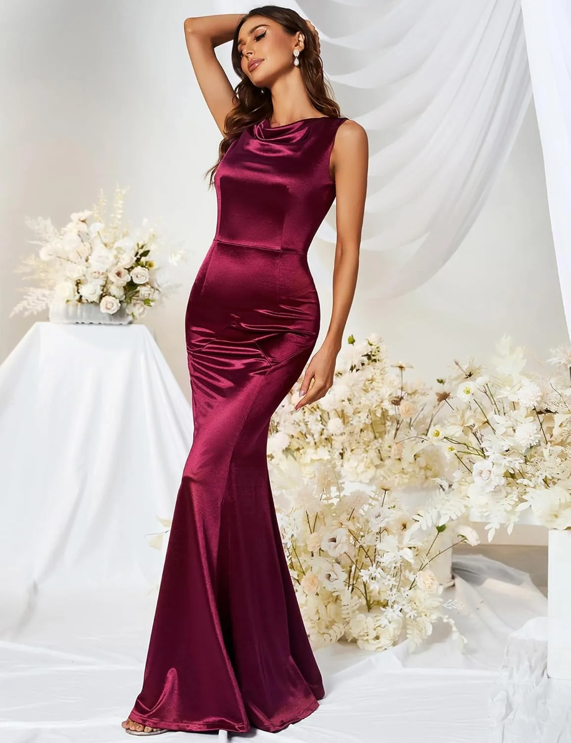 MUXXN Women's 30s Brief Elegant Mermaid Sleeveless Gowns Formal Evening Dress