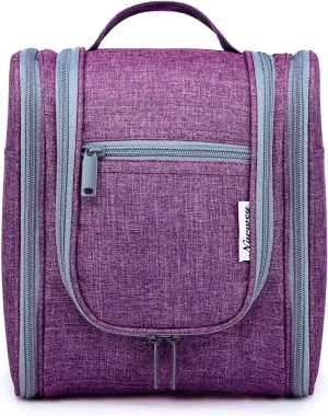 Narwey Small Hanging Toiletry Bag Women Travel Makeup Bag Organizer Toiletries Bag for Travel Size Essentials Accessories Cosmetics (Medium, Dark Purple)