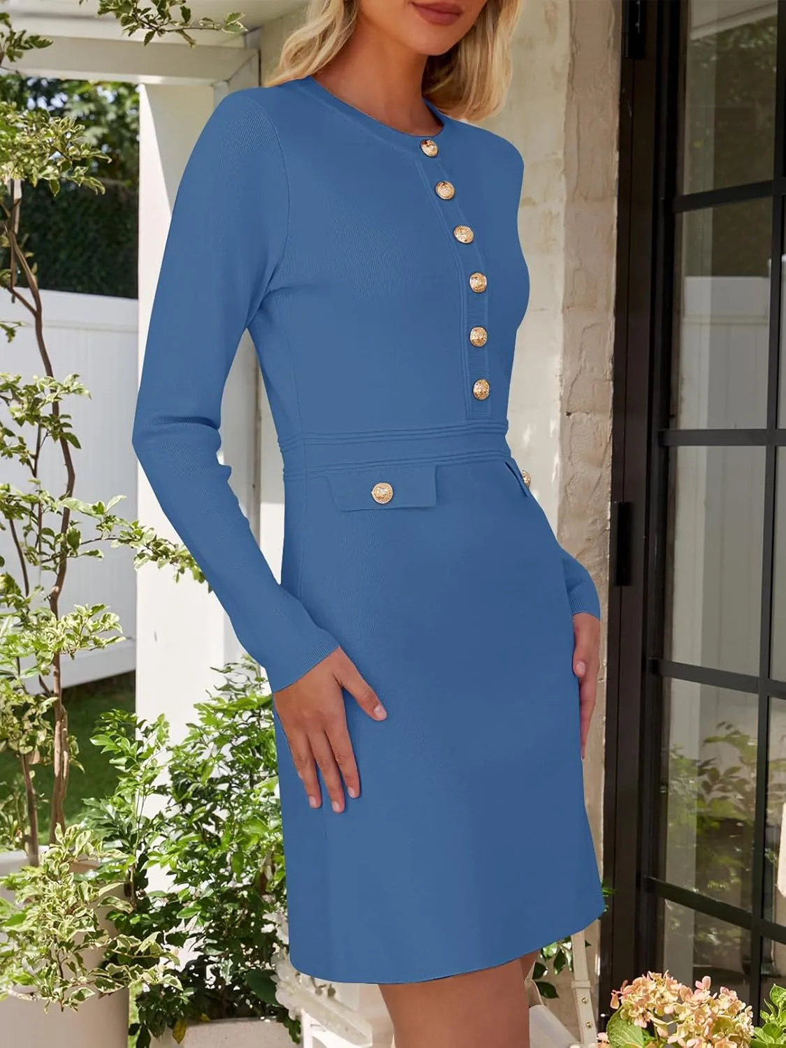 NENONA Women's 2025 Fall Sweater Dress Winter Long Sleeve Button Elegant Formal Party Mini Dresses