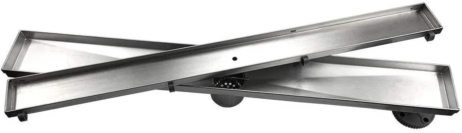 Neodrain 24-Inch Linear Shower Drain with Tile Insert Grate,Brushed 304 Stainless Steel Rectangle Shower Floor Drain, Linear Drain with Leveling Feet, Hair Strainer