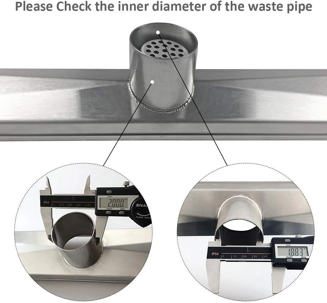 Neodrain 24-Inch Linear Shower Drain with Tile Insert Grate,Brushed 304 Stainless Steel Rectangle Shower Floor Drain, Linear Drain with Leveling Feet, Hair Strainer