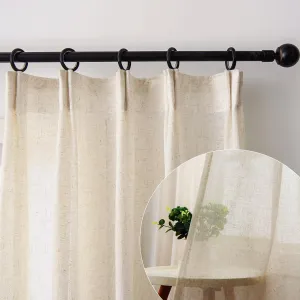 Neutral Faux Linen Sheer Curtains 108 Inches Long Extra, Natural Light Filtering Curtain 2 Panels, Cream Beige Farmhouse Living Room Drapes, DIY Pinch Pleat Window Treatments with Hooks