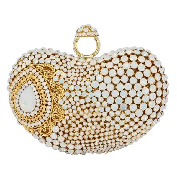 Newest finger ring Gold Metal Clutch Bag Wemen Wedding White Party Prom Evening Bag water drop Pattern banquet Handbag SC428