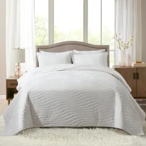NEWLAKE Quilt Queen Bedding Set, Velvet Gorgeous Comforter Bedspread Sets Lightweight, Soft Warm Oversized Coverlet Color Matched with 2 Pillow Shams for All Season, Unique Design- (Cream, Queen)