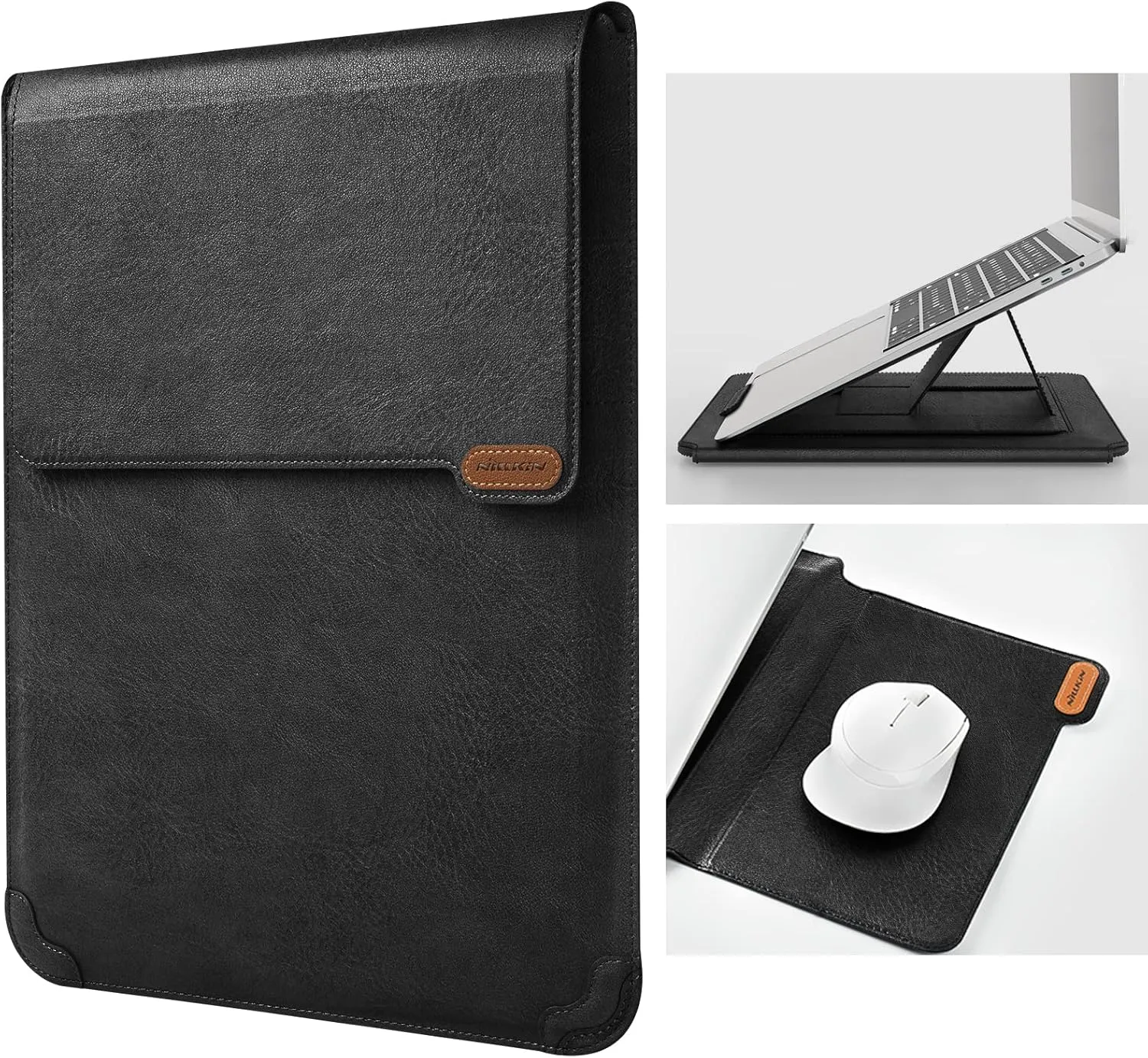 Nillkin Laptop Sleeve for MacBook Air M4/Pro 13/MacBook Air 13 inch, MacBook Air Sleeve with Laptop Stand and Mouse Pad, Laptop Case Bag for 13-14 inch MacBook, ASUS, Dell, HP Laptops, Black Texture