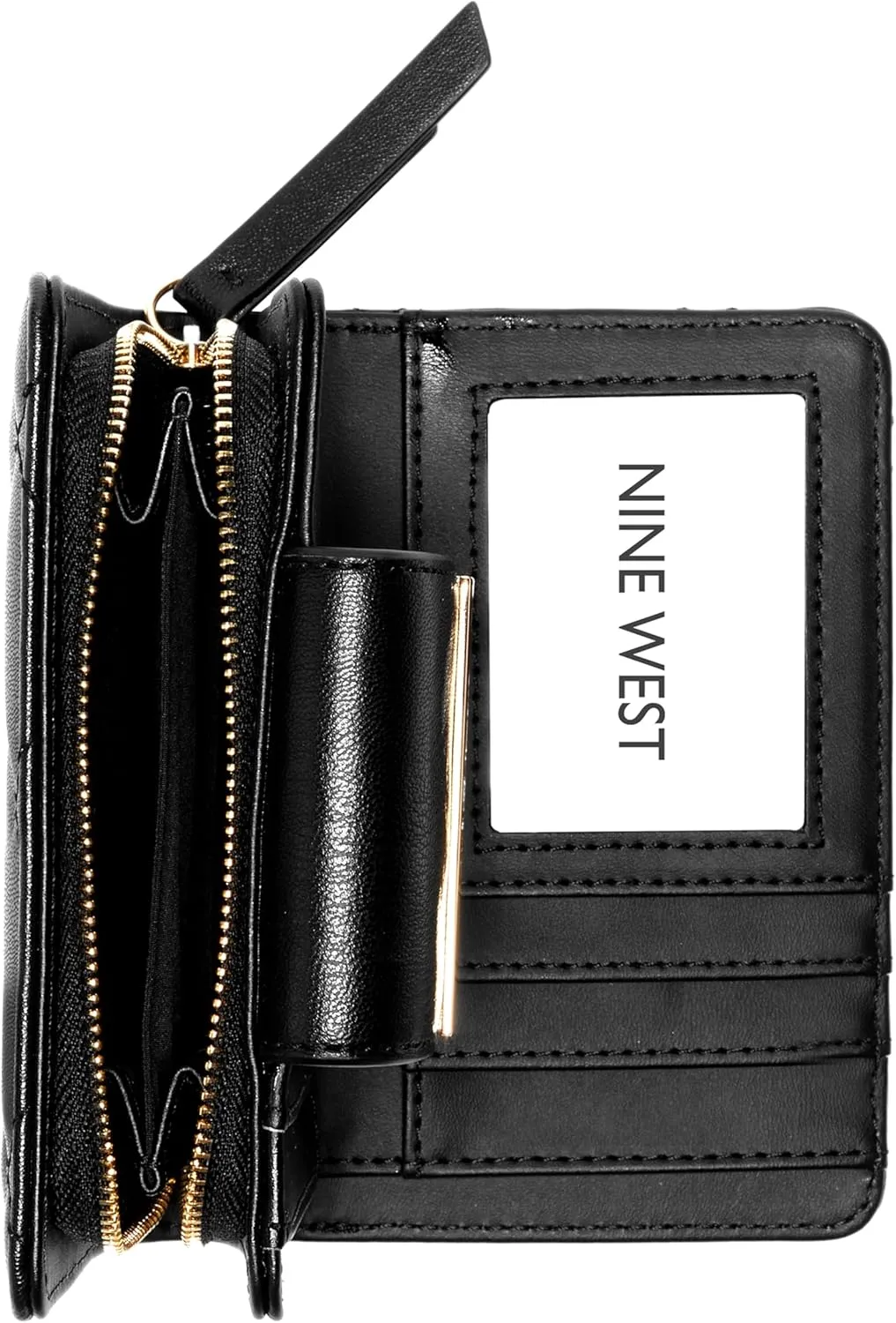 Nine West Women's SLG French Designer Mirabella Frech Wallet with snap Holder and Zipper Compartment, All with Card and Money Designed in Soft Diamond Quilt with Interior Organization and Branding