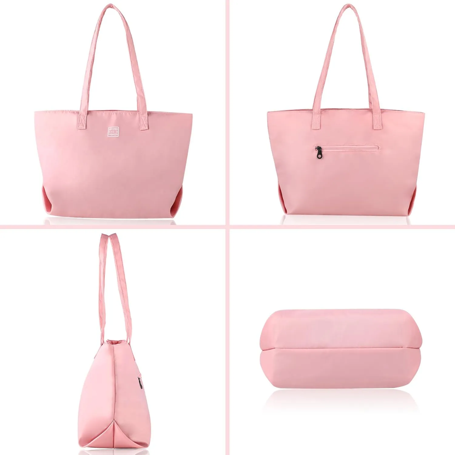 Nylon Tote Bag for Women Multi-pocket Large Shoulder Bag Casual Handbag with Zipper for Wrok Travel College