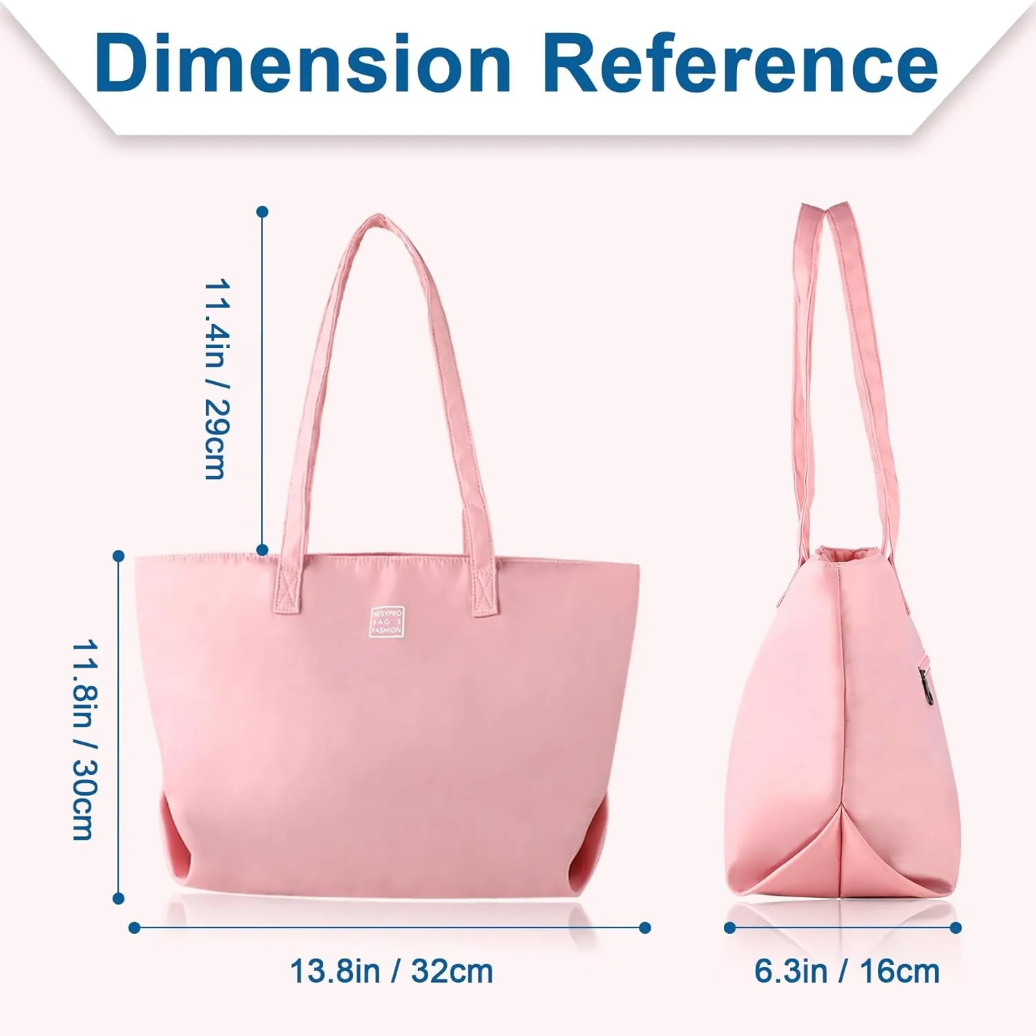 Nylon Tote Bag for Women Multi-pocket Large Shoulder Bag Casual Handbag with Zipper for Wrok Travel College