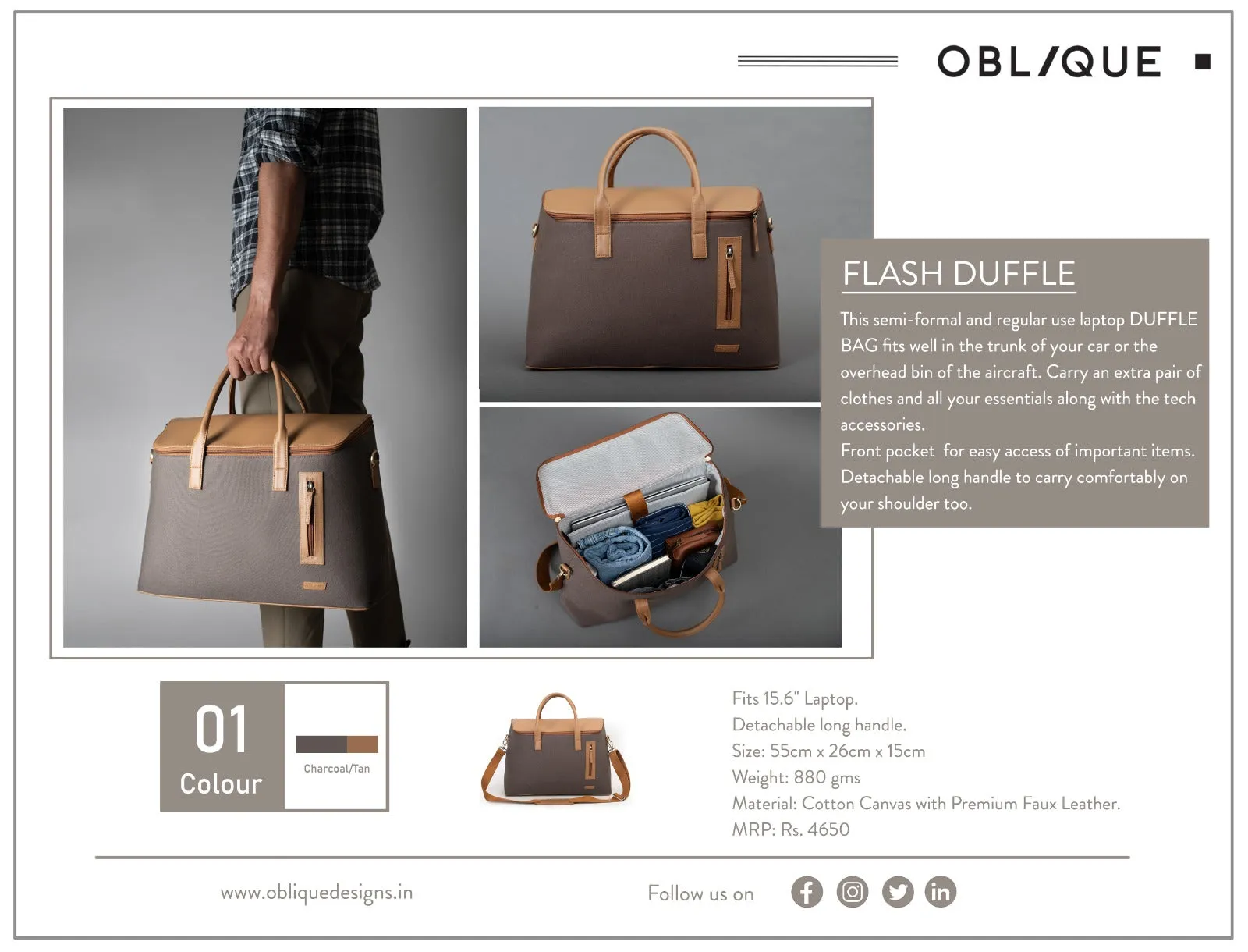Oblique Flash Dufflebag Charcoal: 1 N