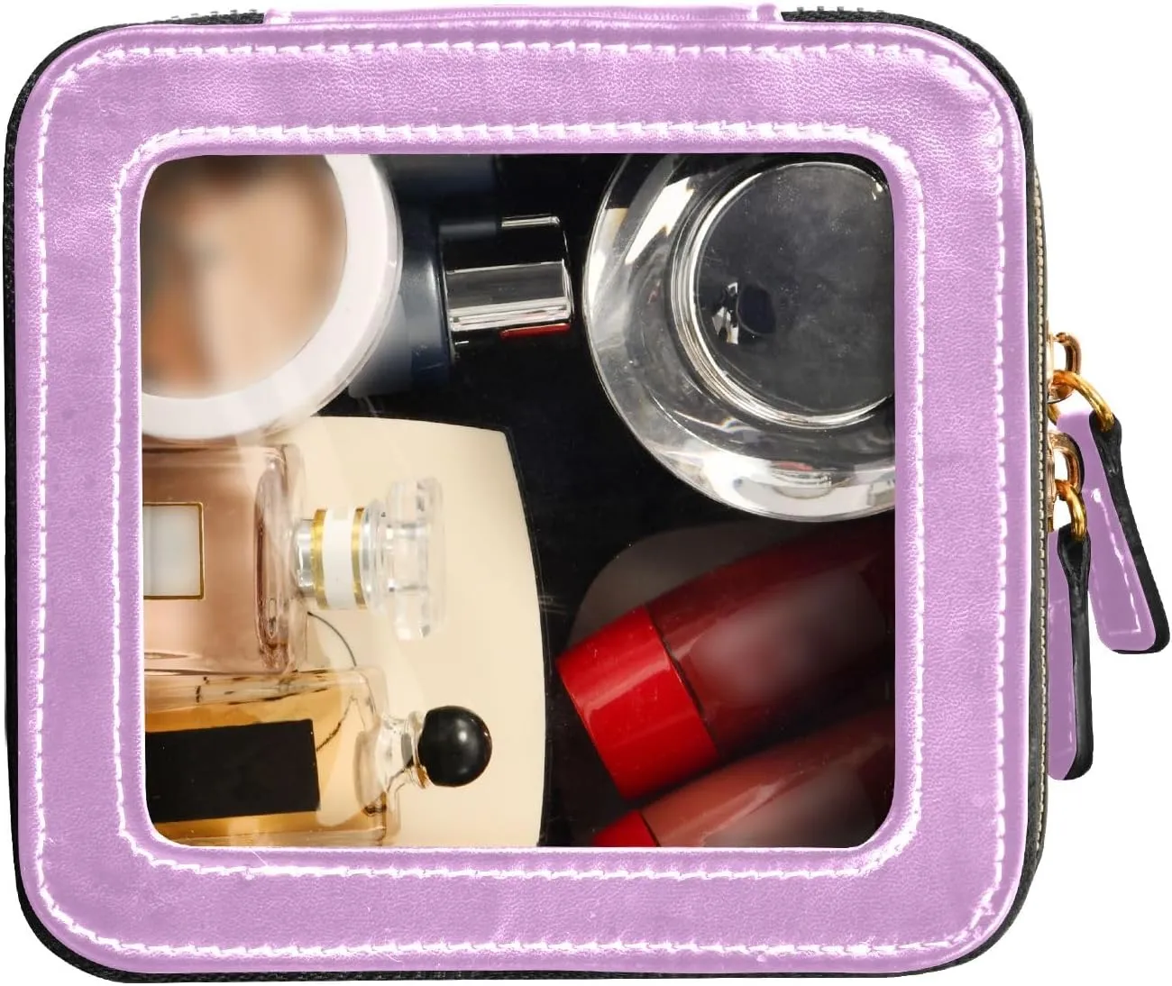 ODAWA Medium Lavender Magenta Clear Toiletry Bag Transparent Travel Cosmetic Makeup Case Clear Car Organizer Case